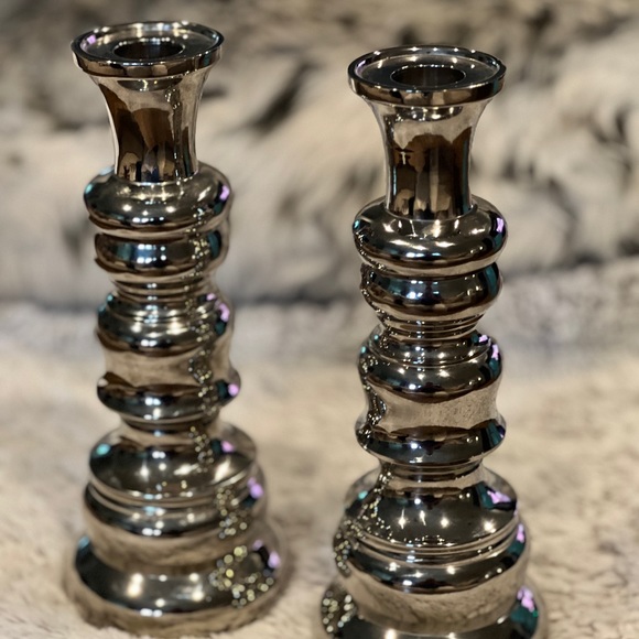 Pair of beautiful Arteriors Home Collection Candlestick holders by Laura Kirar
